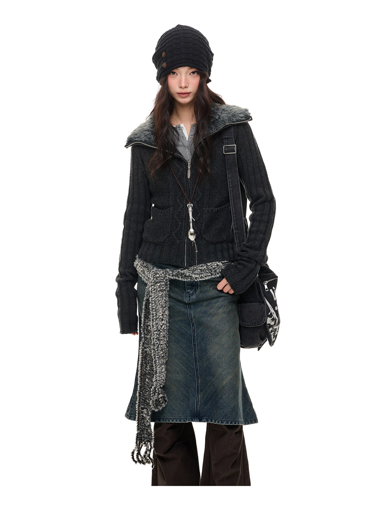 SLIM FIT WOOL LAPEL CARDIGAN