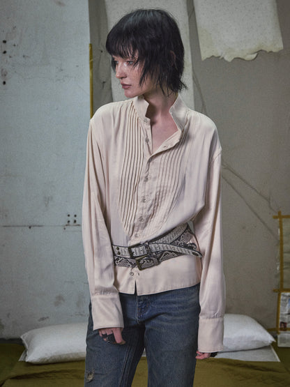 VICTORIAN COURT PLEATED CUPRO SHIRT