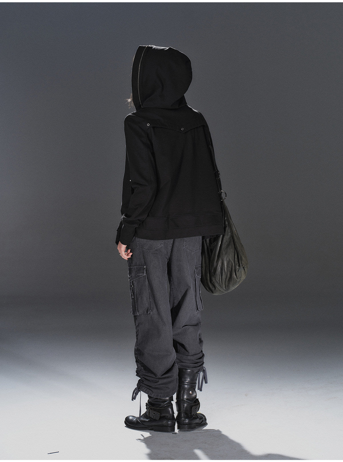 RIVETED DOUBLE-ZIP HOODED SWEATSHIRT