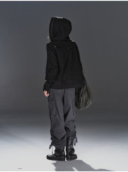 RIVETED DOUBLE-ZIP HOODED SWEATSHIRT