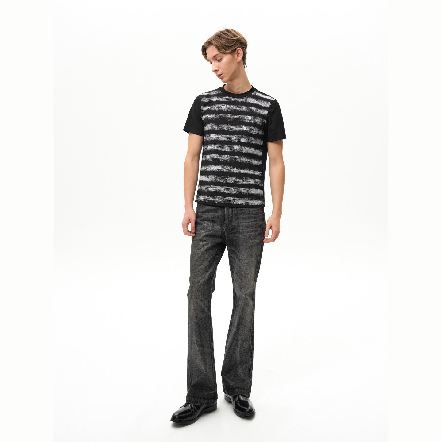 WAXED BLACK GREY BOOTCUT DENIM