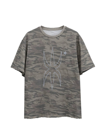 REFLECTIVE CAMO DISTRESSED TEE