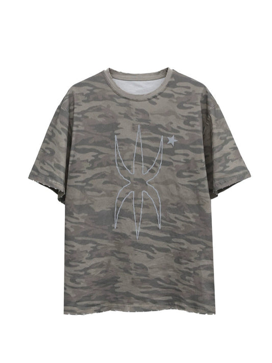REFLECTIVE CAMO DISTRESSED TEE