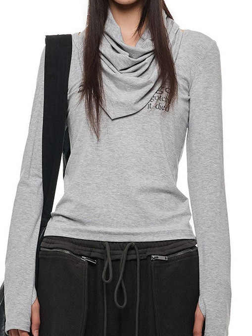 SCARF STACKED U NECK TEE