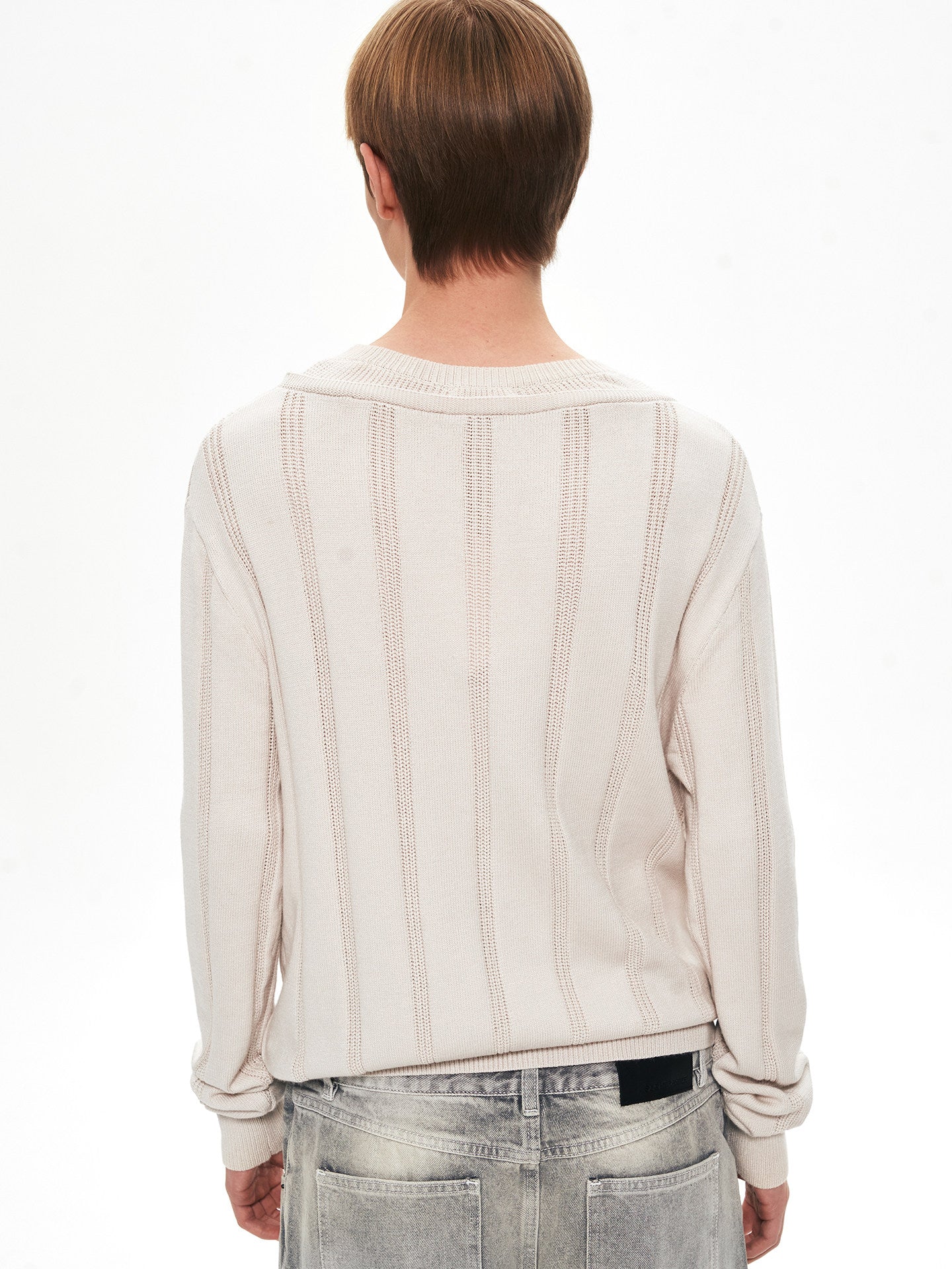 IVORY DOUBLE LAYER STRIPE TEE
