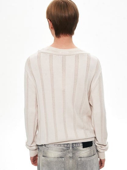 IVORY DOUBLE LAYER STRIPE TEE
