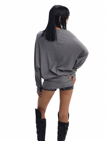 DEEP V RHINESTONE BATWING LONGSLEEVE