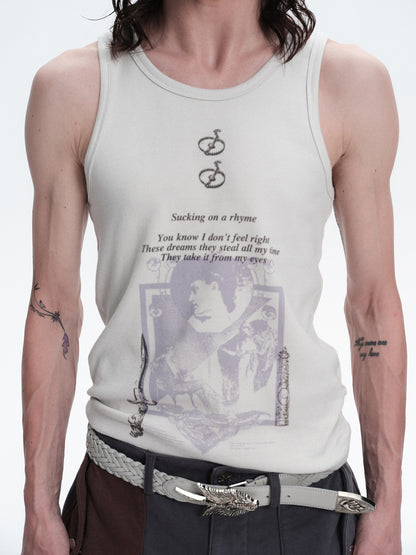 DAGGER GRAPHIC RIBBED TANK
