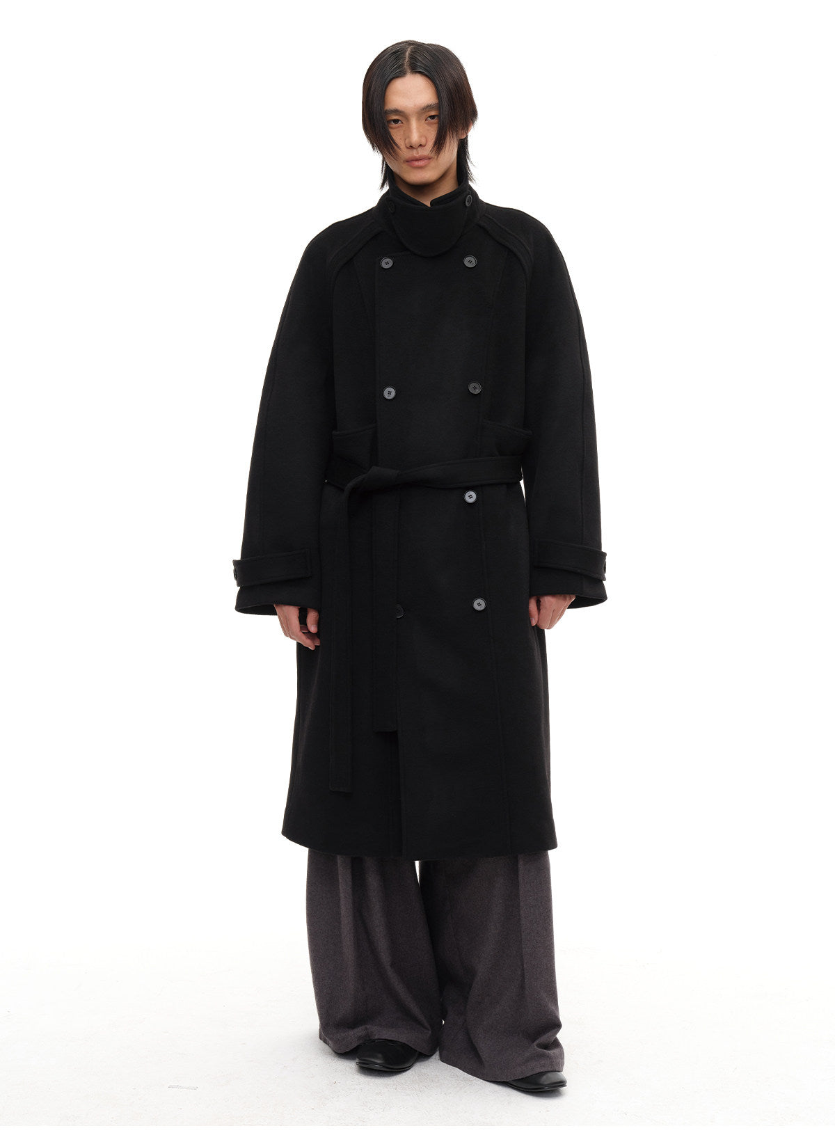 DOUBLE BREASTED RAGLAN WOOL COAT
