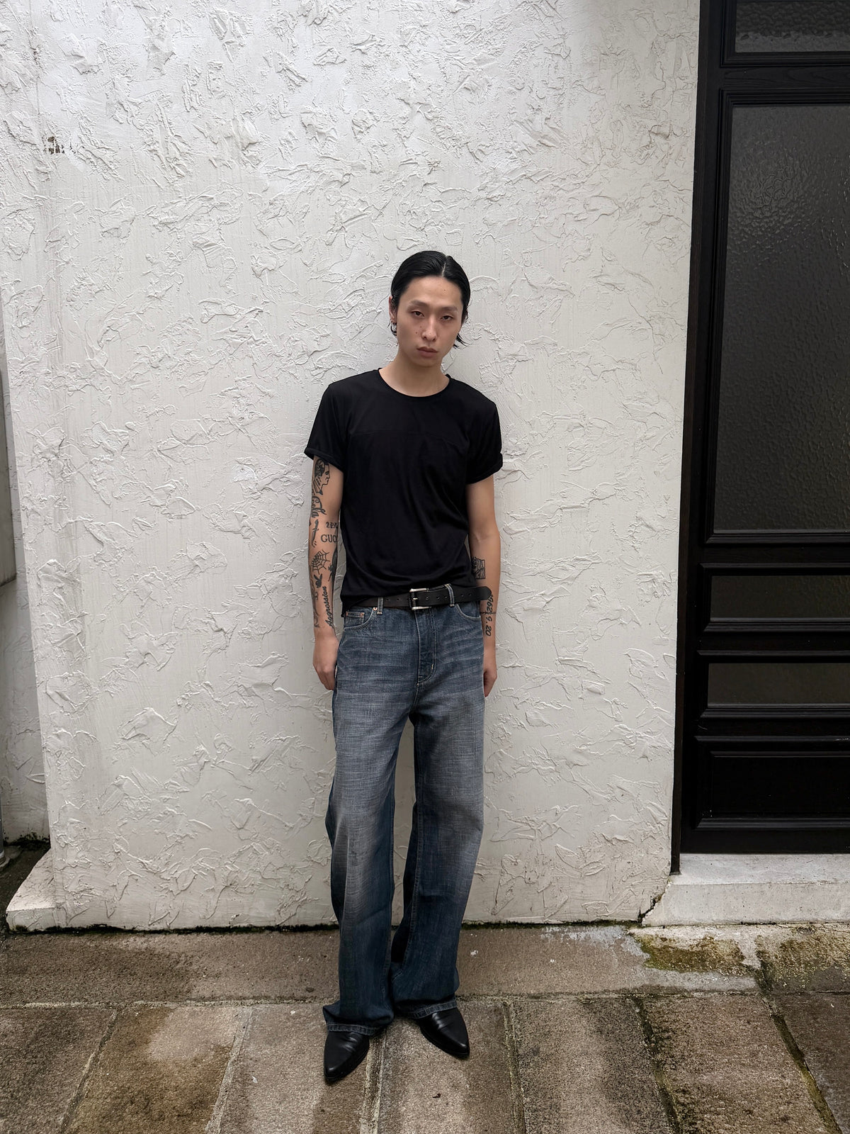 COARSE SLUB STRAIGHT LEG JEANS