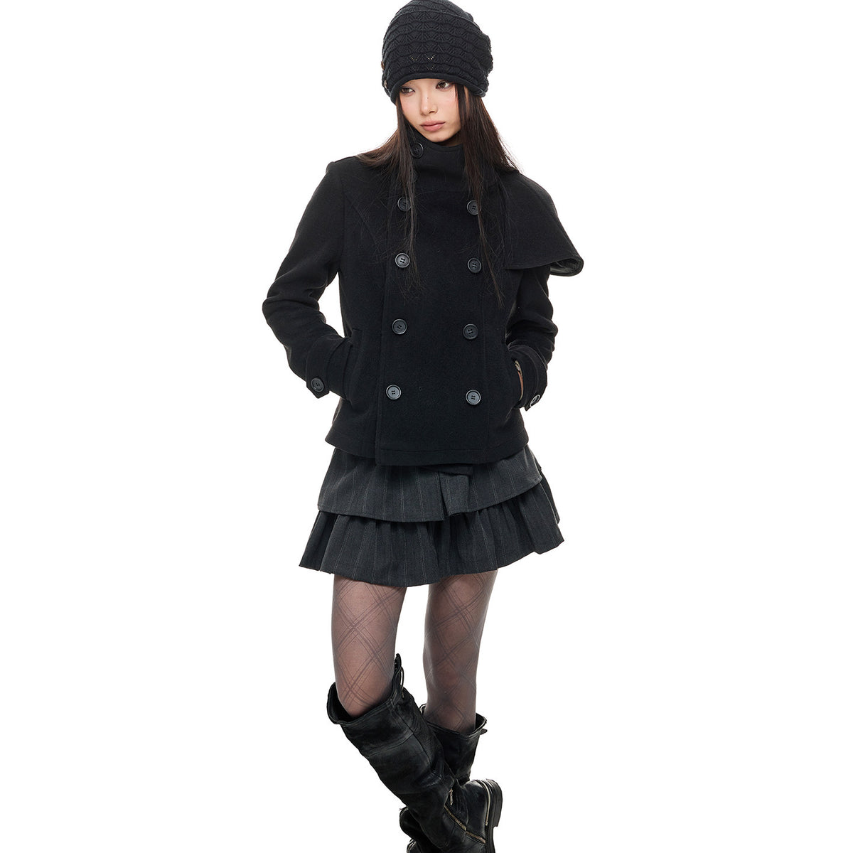 FRENCH ARCHIVE CROPPED WOOL CAPE
