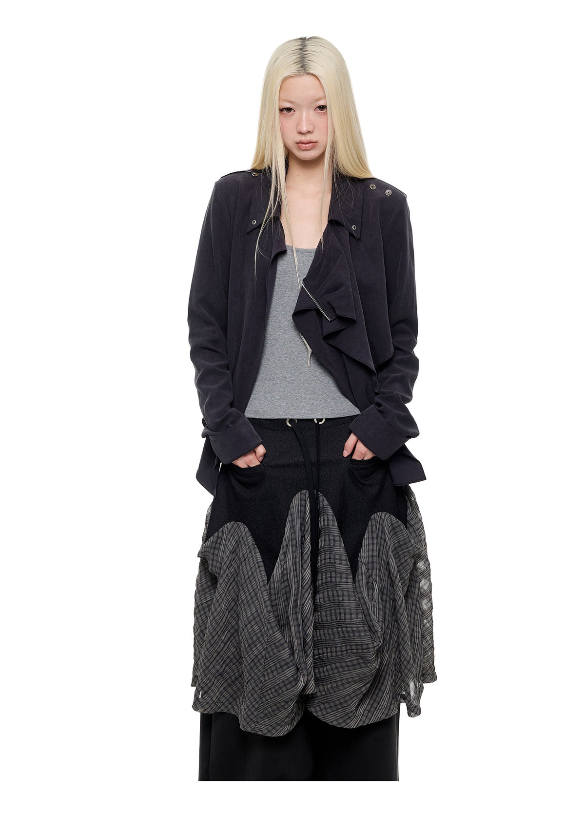 RUSTED PATCHWORK ASYMMETRIC SHIRT