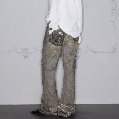 DIGITAL PRINT STRAIGHT DENIM PANTS