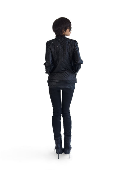 NOIR DIAMOND QUILTED BIKER JACKET