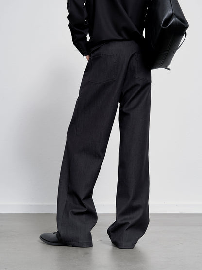 DENIM TEXTURE SUIT TROUSERS