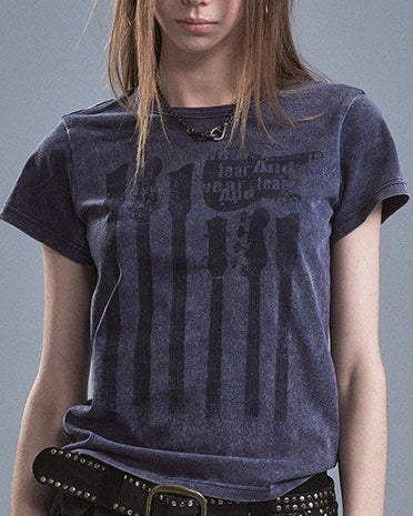 FADED BASS PRINT SPLIT TEE