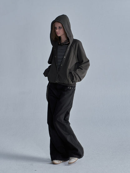 SPLIT ZIP RAGLAN TERRY SWEATSHIRT