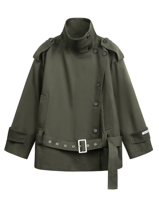 COMBED COTTON STAND COLLAR TRENCH