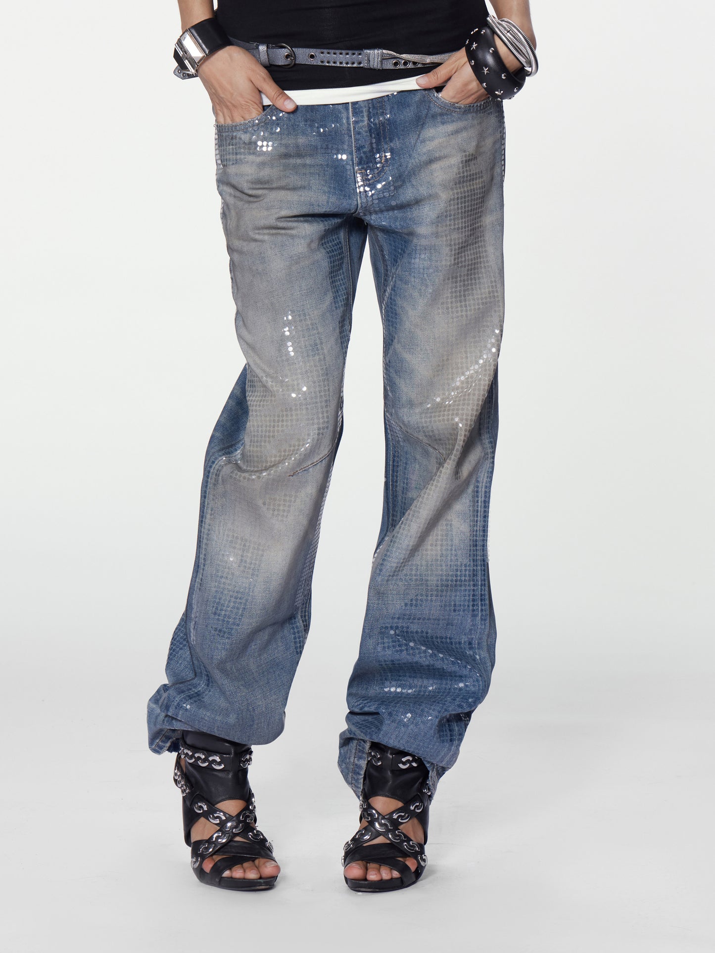WATER SHINE WASHED BLUE JEANS