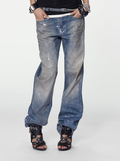 WATER SHINE WASHED BLUE JEANS