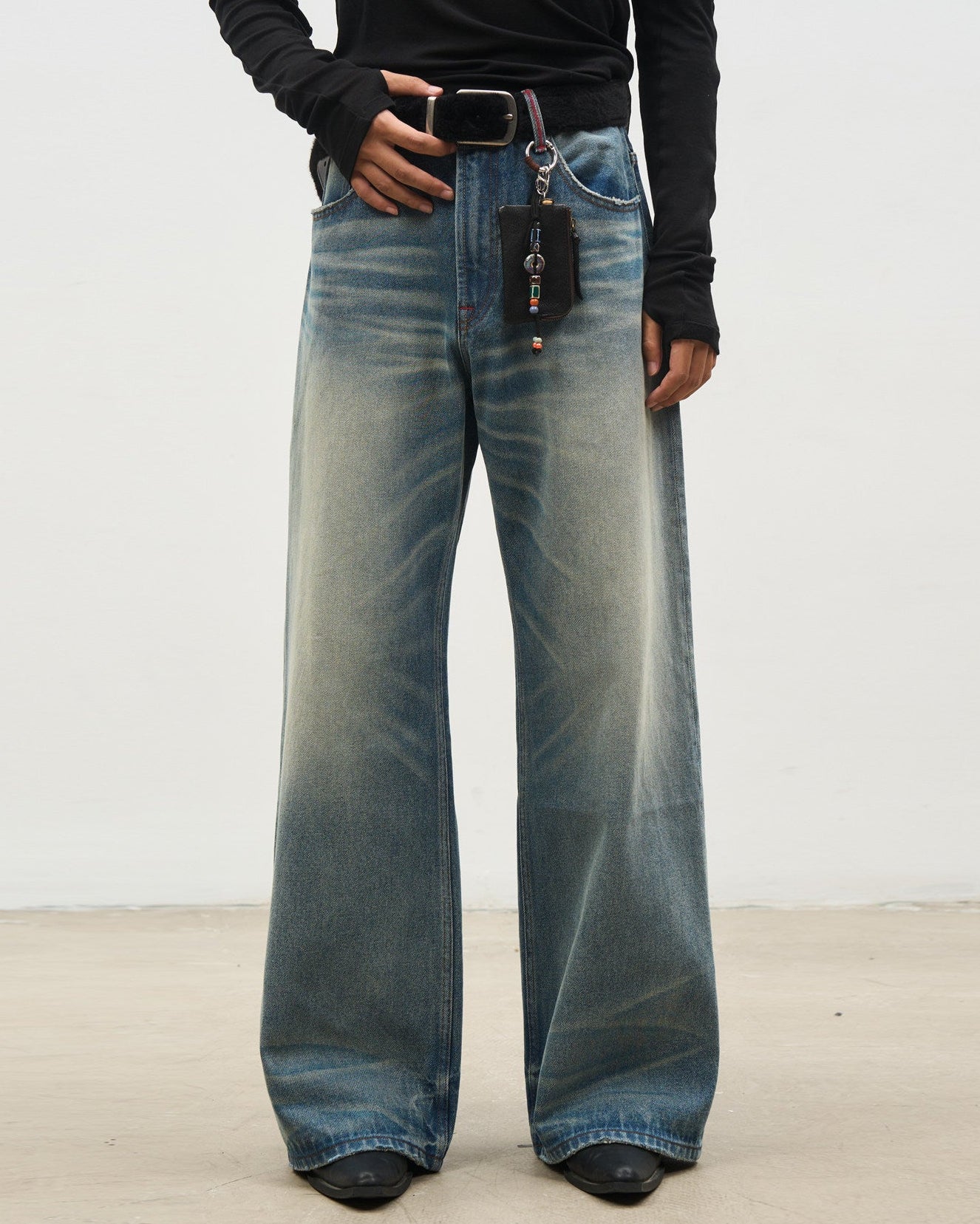 ICE BLUE WHISKER WIDE JEANS