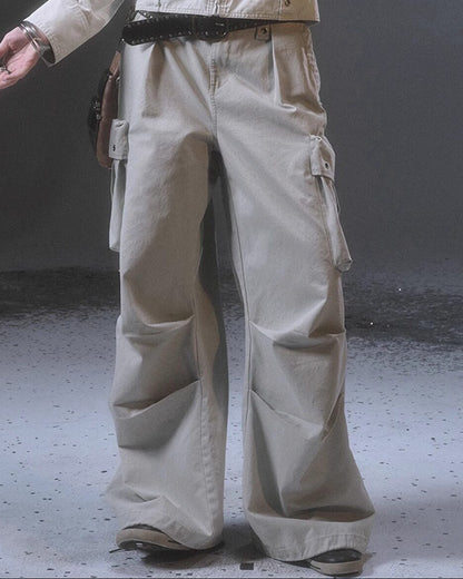 STUDDED TWO-TONE METAL CARGO PANTS