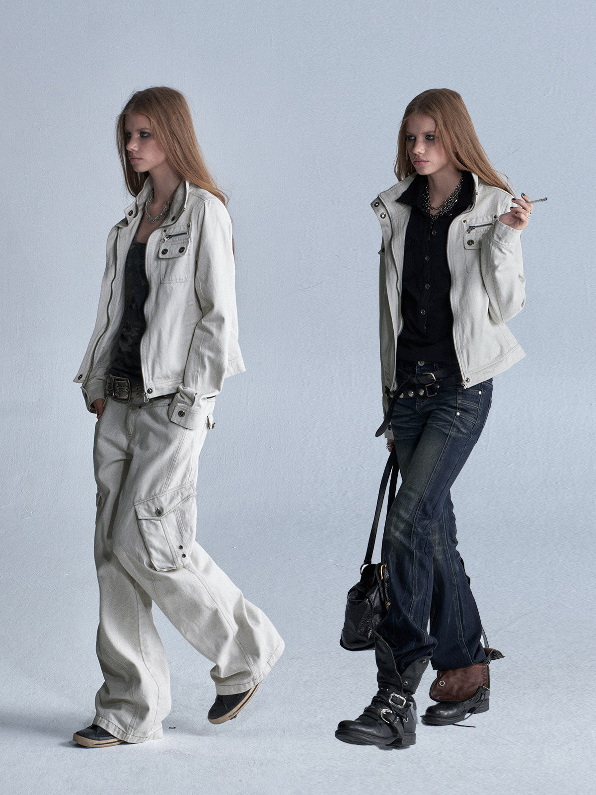 FADED IVORY MULTI POCKET BLOUSON