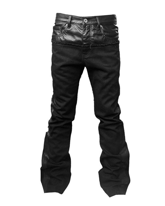 BRUSHED WAX SLIM FLARED JEANS