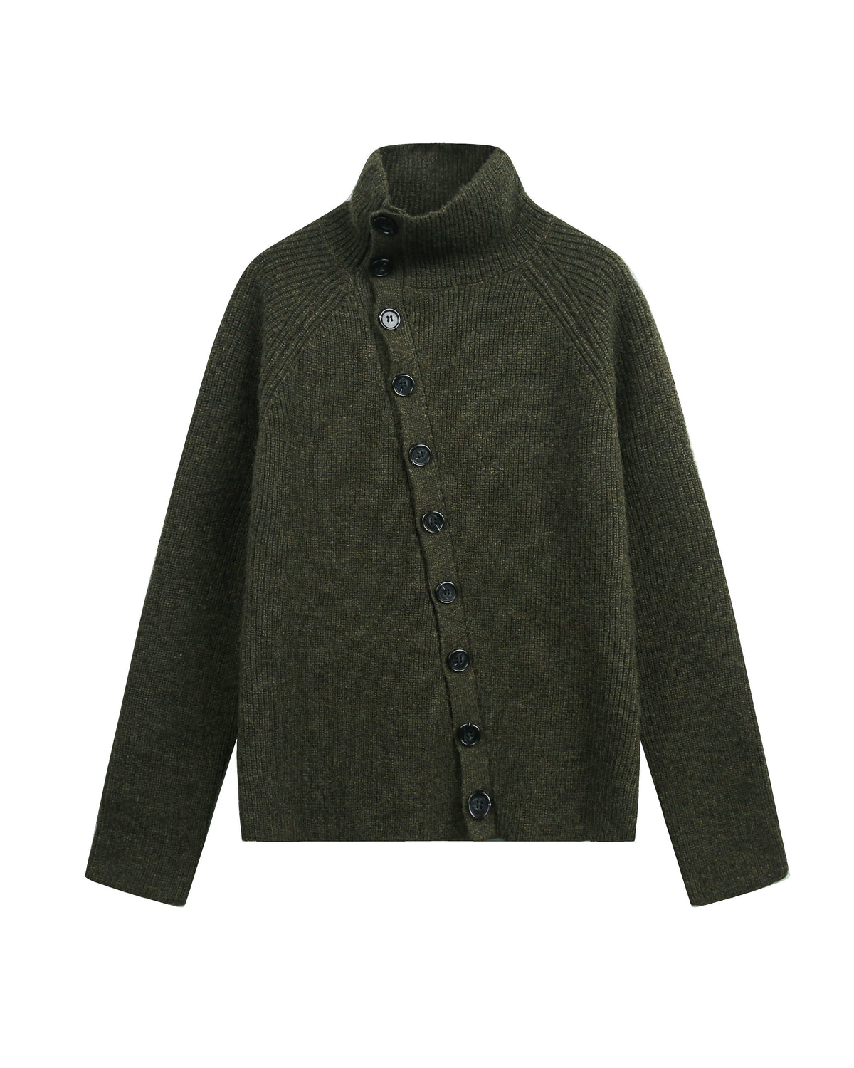 CROSSBODY KNIT STAND COLLAR CARDIGAN