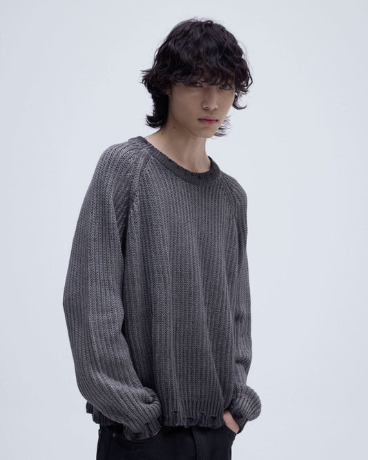 GRADIENT DISTRESSED KNIT SWEATER
