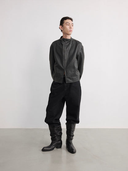 WAXY STIFF SPLIT-HEM COAT