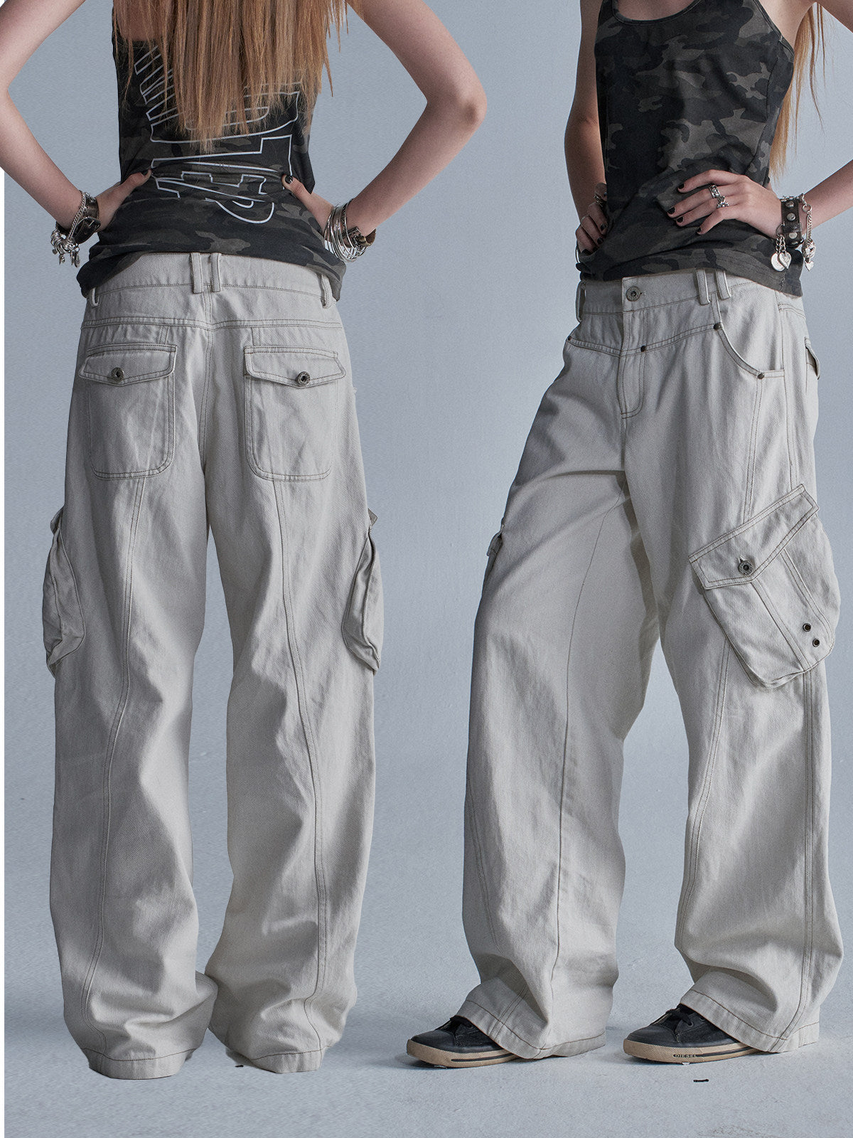 RIVET DETAIL LOOSE CARGO PANTS