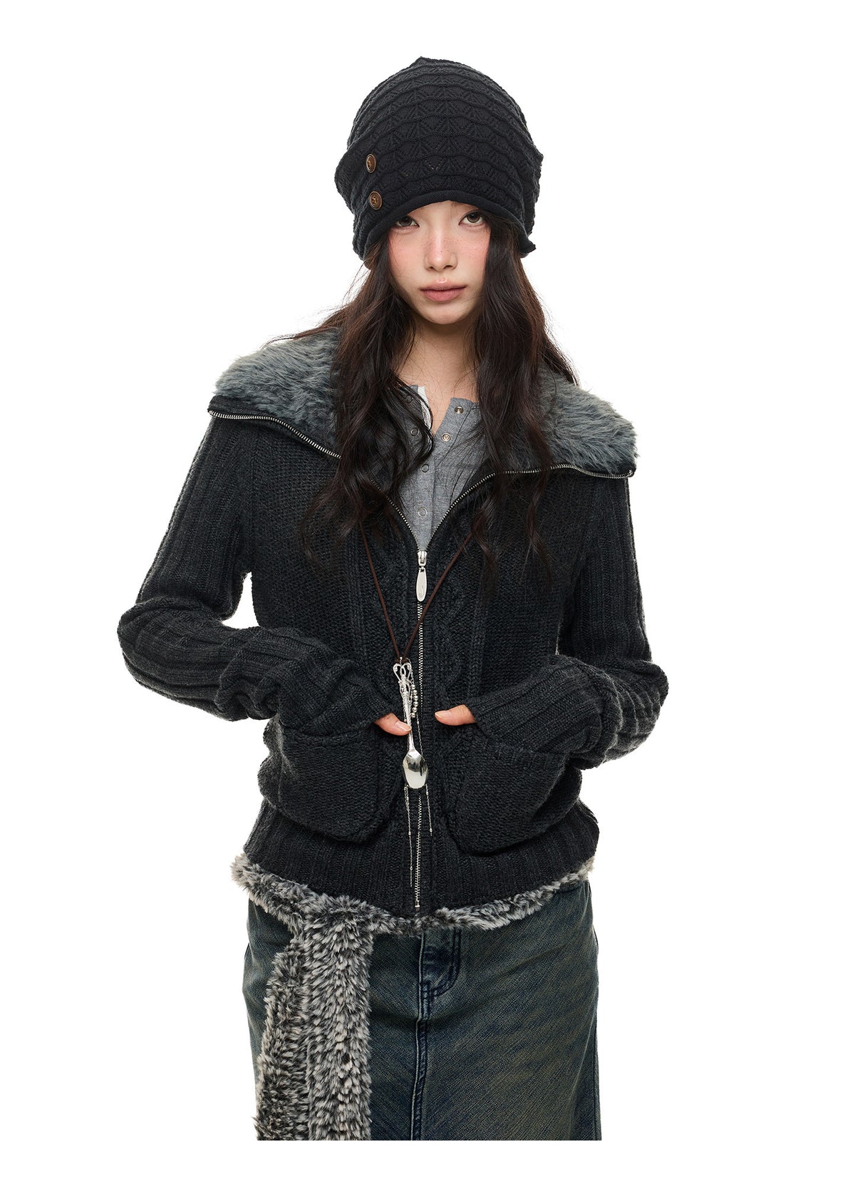SLIM FIT WOOL LAPEL CARDIGAN