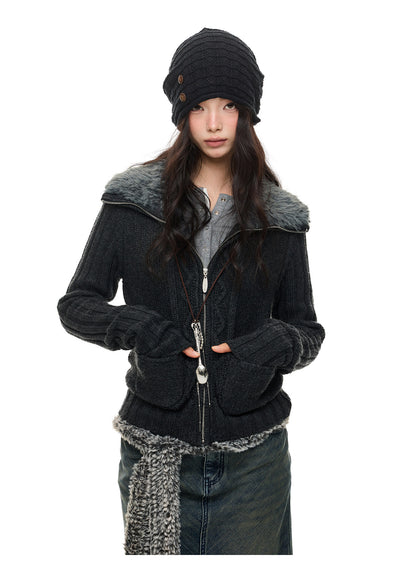 SLIM FIT WOOL LAPEL CARDIGAN