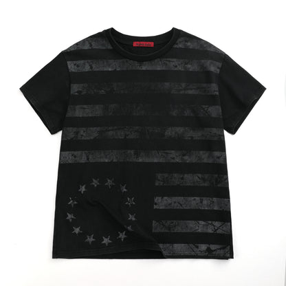 FRAYED STARS STRIPES WASHED TEE