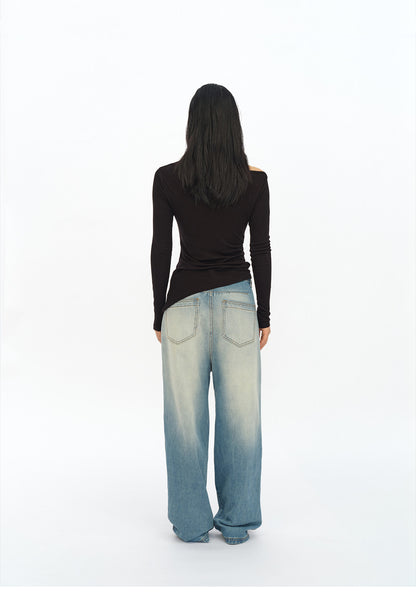 WASHED VANDALIZED STRAIGHT JEANS