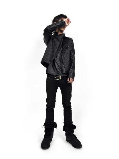 NOIR DIAMOND QUILTED BIKER JACKET