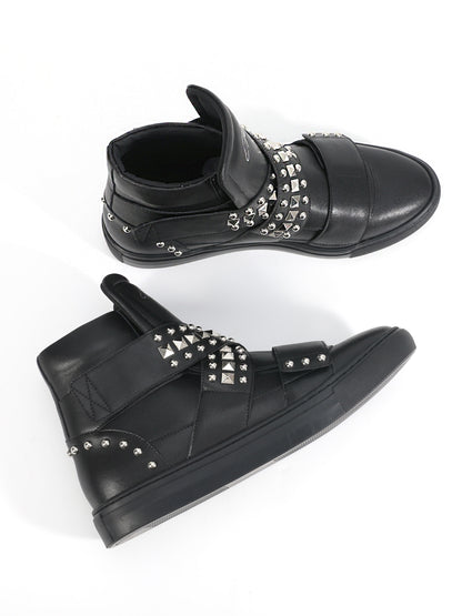 RIVET VELCRO HIGH TOP STAD SNEAKERS