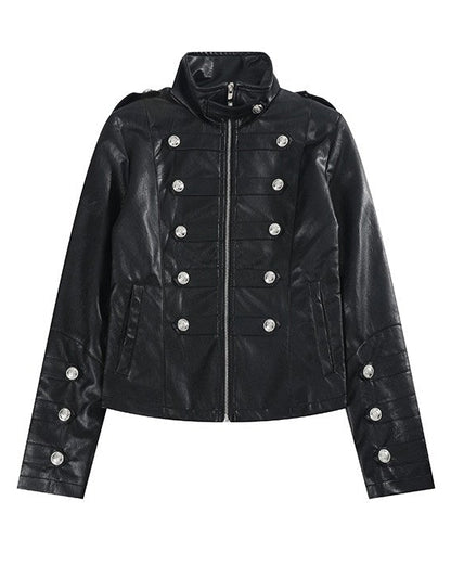 PALACE BUTTON CROPPED LEATHER JACKET