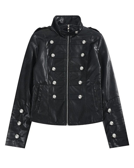 PALACE BUTTON CROPPED LEATHER JACKET
