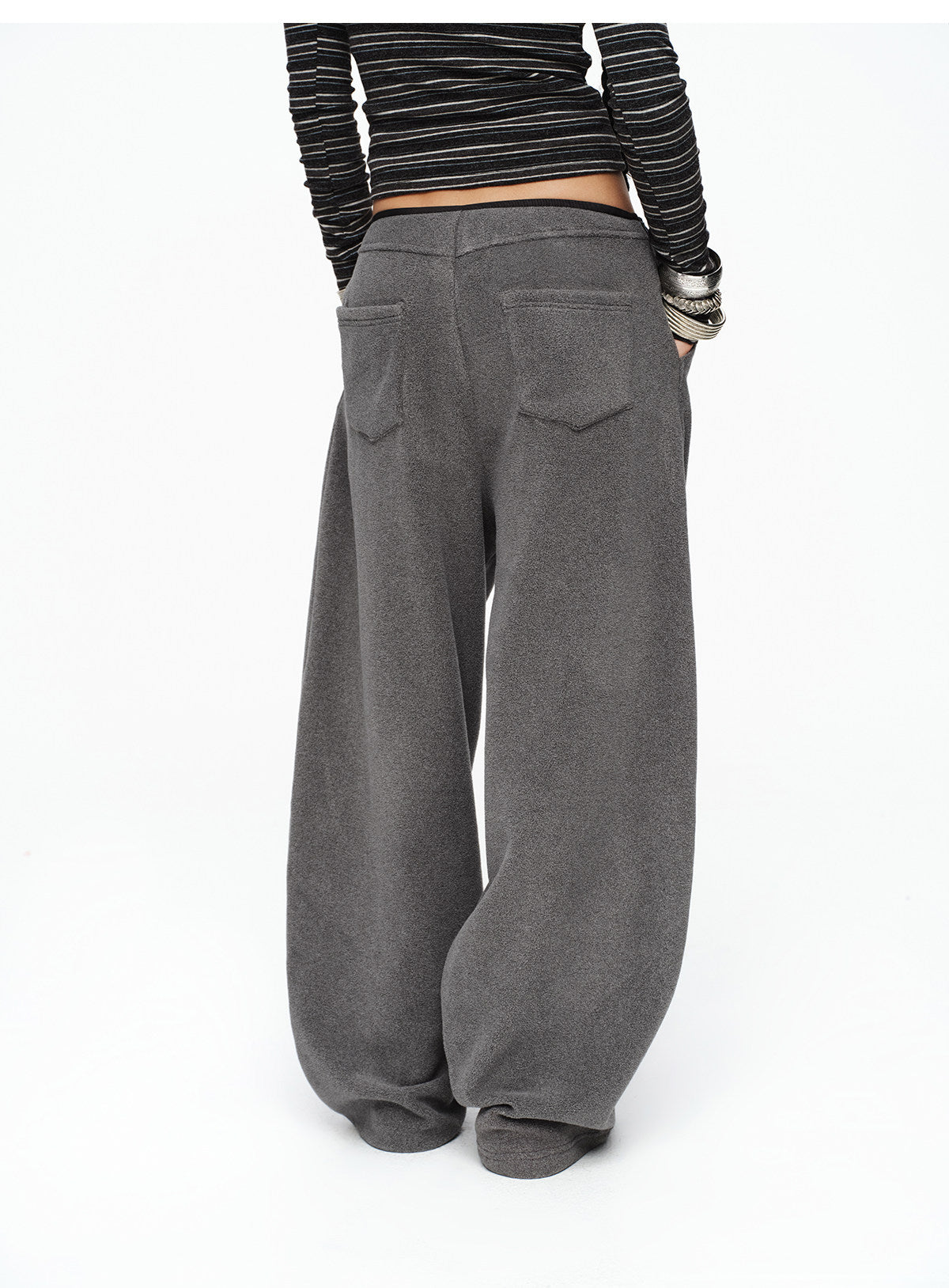 CURVED FLEECE TROUSER PANTS