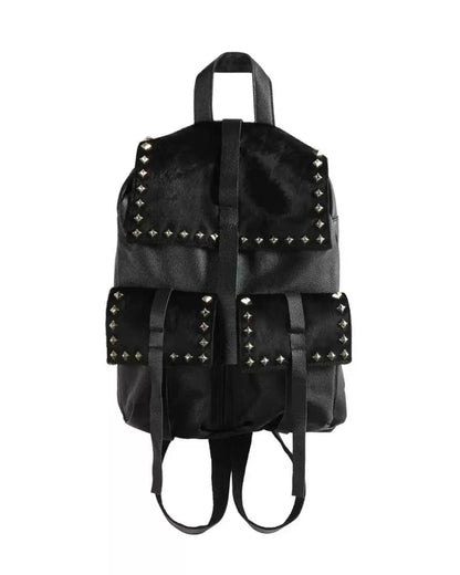 STUDDED HORSEHAIR LEATHER BACKPACK