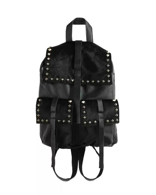 STUDDED HORSEHAIR LEATHER BACKPACK