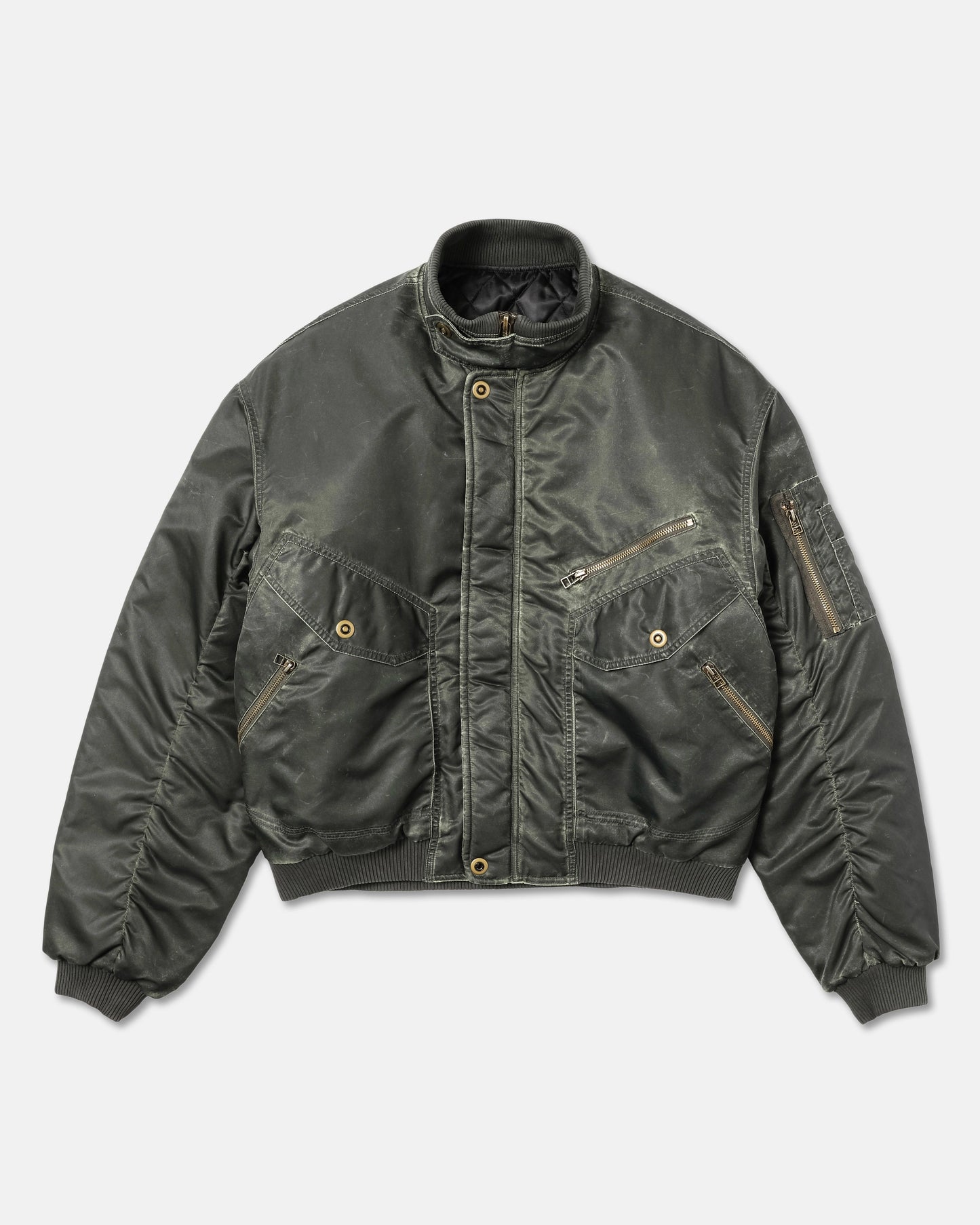 WASH STAND COLLAR BOMBER JACKET