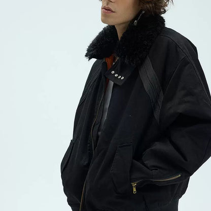 FUR COLLAR BOMBER JACKET