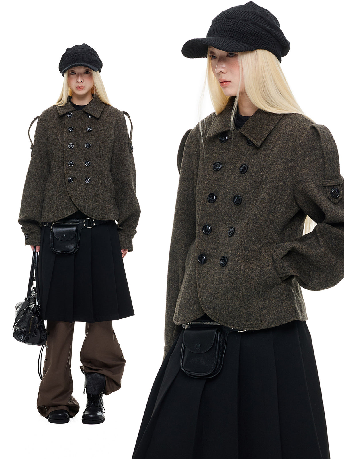 NOIR STRUCTURED SHORT WOOL JACKET