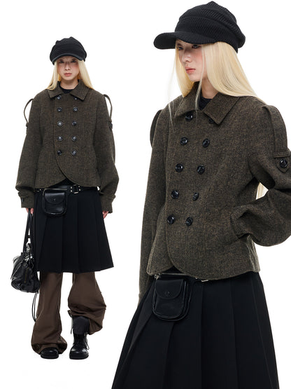 NOIR STRUCTURED SHORT WOOL JACKET