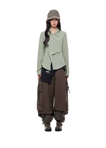 RUSTED PATCHWORK ASYMMETRIC SHIRT