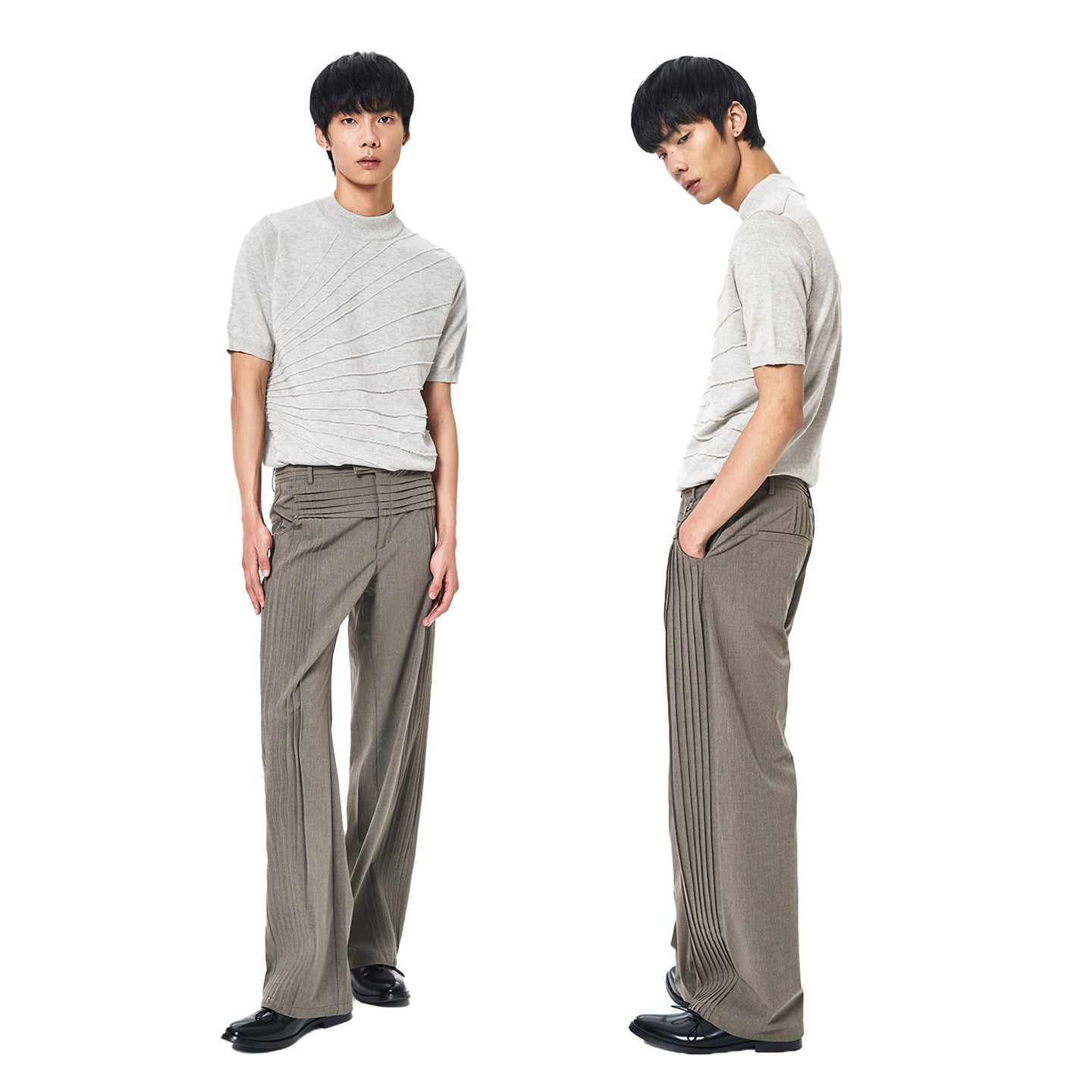 ROCK GREY STRAIGHT LEG TROUSERS