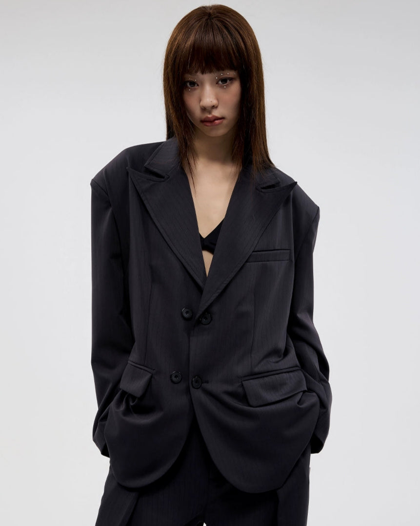 DARK STRIPE WIDE  BLAZER